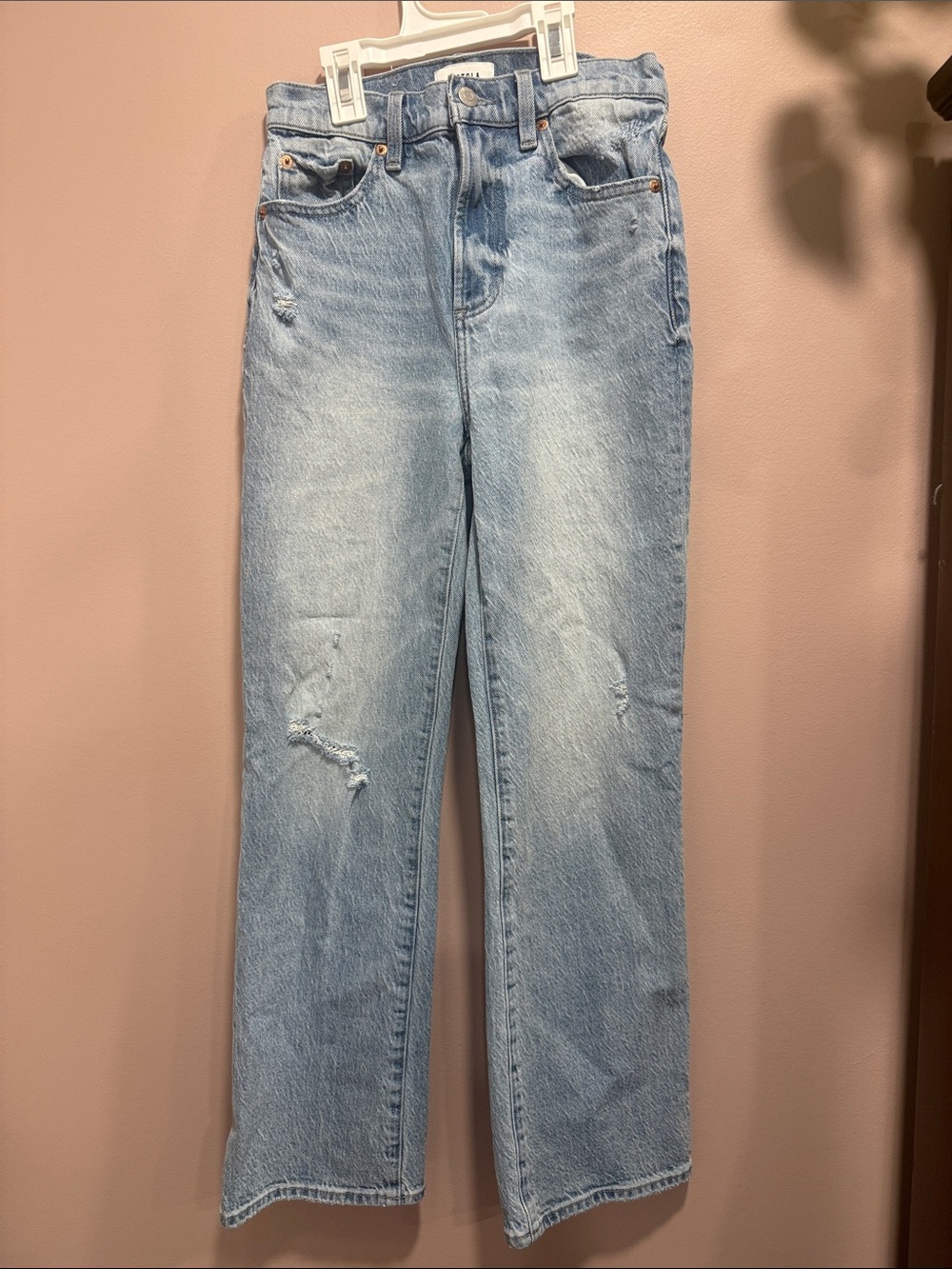pistola Light Blue Straight Leg Distressed Jeans